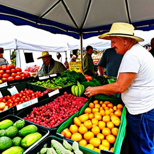 Home 16 **Image of a Fresh Farmers Market:**
- "A vibrant farmers market filled with colorful, fresh produce. Local farmers display their seasonal fruits and vegetables, creating a lively atmosphere. People are interacting, selecting organic products, and enjoying the community spirit."